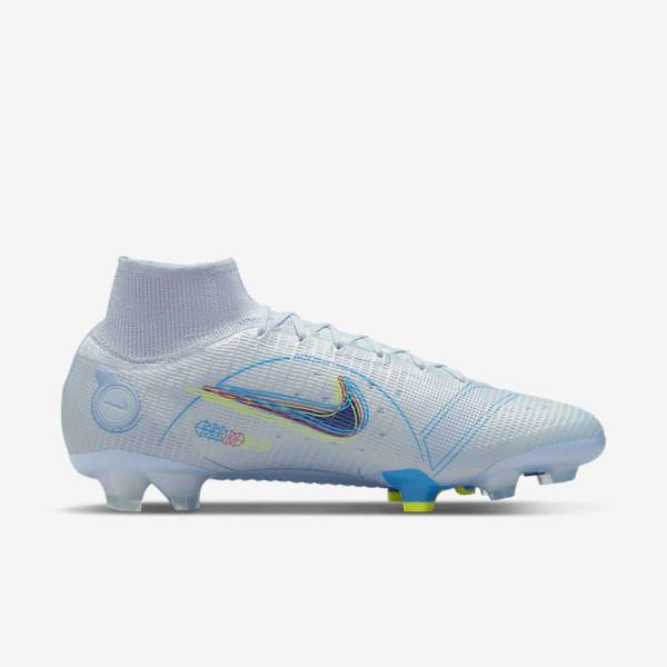 παπουτσια ποδοσφαιρου Nike Mercurial Superfly 8 Elite FG Firm-Grounds ανδρικα γκρι ανοιχτο μπλε μπλε | NK452OFZ