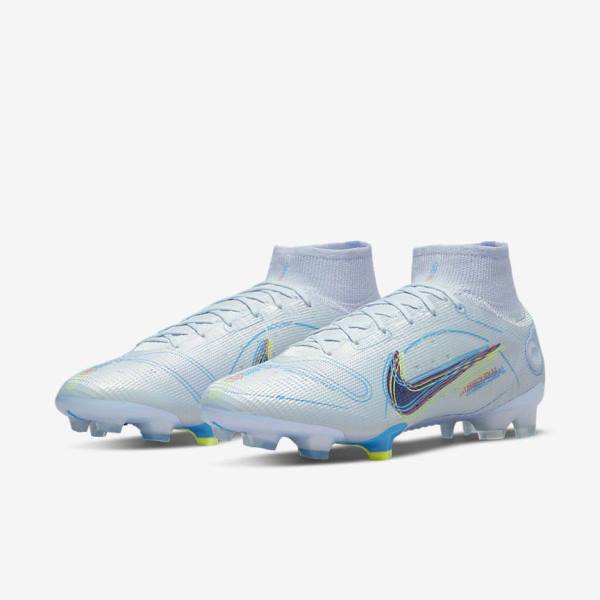 παπουτσια ποδοσφαιρου Nike Mercurial Superfly 8 Elite FG Firm-Grounds ανδρικα γκρι ανοιχτο μπλε μπλε | NK452OFZ