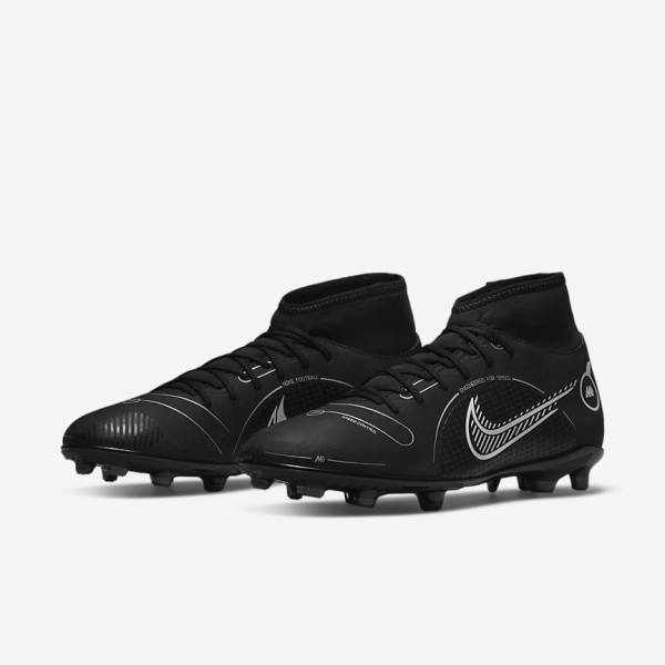 παπουτσια ποδοσφαιρου Nike Mercurial Superfly 8 Club MG Multi-Grounds ανδρικα μαυρα γκρι μεταλλικός ασημι | NK459LAI