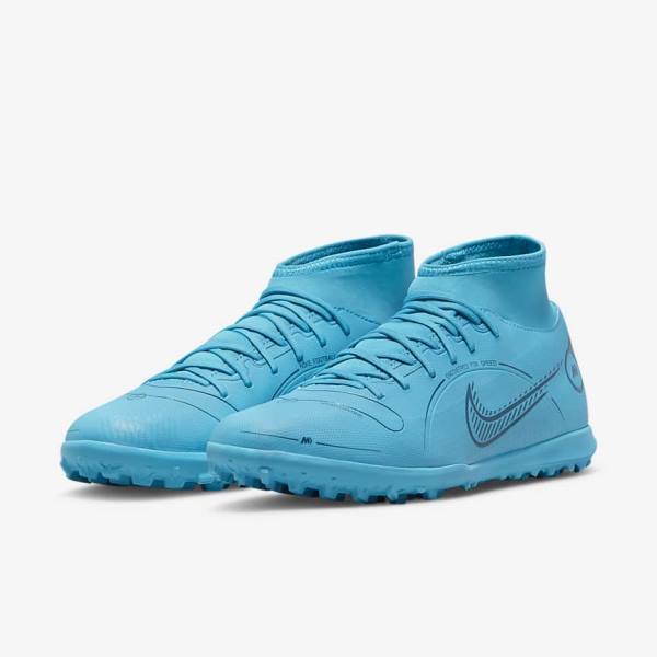 παπουτσια ποδοσφαιρου Nike Mercurial Superfly 8 Club TF Turf ανδρικα μπλε πορτοκαλι | NK482WCI