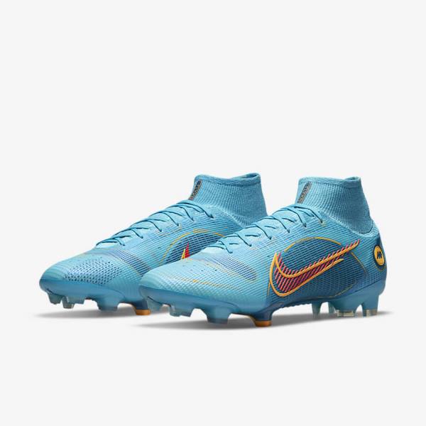 παπουτσια ποδοσφαιρου Nike Mercurial Superfly 8 Elite FG Firm-Grounds γυναικεια μπλε πορτοκαλι | NK516WRS