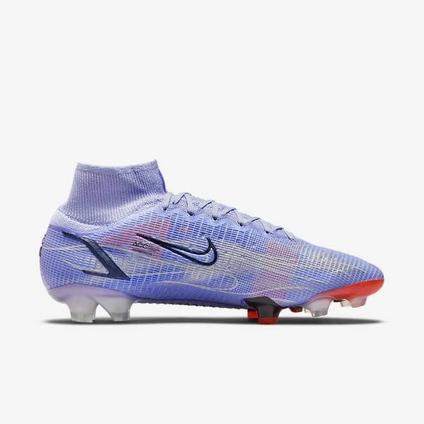 παπουτσια ποδοσφαιρου Nike Mercurial Superfly 8 Elite KM FG Firm-Ground ανδρικα μπλε σκουρο ανοιχτο κοκκινα μεταλλικός ασημι | NK536DJB