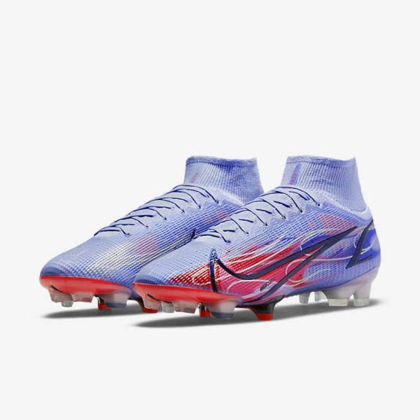 παπουτσια ποδοσφαιρου Nike Mercurial Superfly 8 Elite KM FG Firm-Ground ανδρικα μπλε σκουρο ανοιχτο κοκκινα μεταλλικός ασημι | NK536DJB