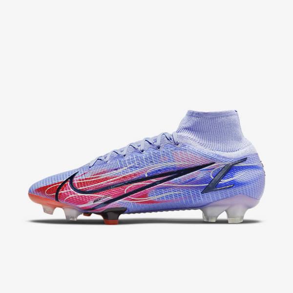 παπουτσια ποδοσφαιρου Nike Mercurial Superfly 8 Elite KM FG Firm-Ground ανδρικα μπλε σκουρο ανοιχτο κοκκινα μεταλλικός ασημι | NK536DJB