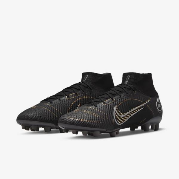 παπουτσια ποδοσφαιρου Nike Mercurial Superfly 8 Elite AG Artificial-Grasss γυναικεια μαυρα μεταλλικός ασημι γκρι μεταλλικός χρυσο χρωμα | NK610ONW