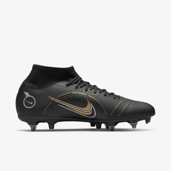 παπουτσια ποδοσφαιρου Nike Mercurial Superfly 8 Academy SG-PRO Anti-Clog Traction Soft-Grounds ανδρικα μαυρα μεταλλικός ασημι γκρι μεταλλικός χρυσο χρωμα | NK723TXW