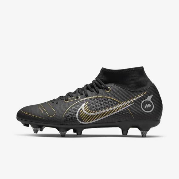 παπουτσια ποδοσφαιρου Nike Mercurial Superfly 8 Academy SG-PRO Anti-Clog Traction Soft-Grounds ανδρικα μαυρα μεταλλικός ασημι γκρι μεταλλικός χρυσο χρωμα | NK723TXW