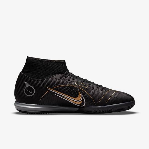 παπουτσια ποδοσφαιρου Nike Mercurial Superfly 8 Academy IC Indoor-Court γυναικεια μαυρα μεταλλικός ασημι γκρι μεταλλικός χρυσο χρωμα | NK871FRZ