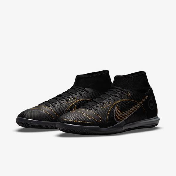 παπουτσια ποδοσφαιρου Nike Mercurial Superfly 8 Academy IC Indoor-Court γυναικεια μαυρα μεταλλικός ασημι γκρι μεταλλικός χρυσο χρωμα | NK871FRZ