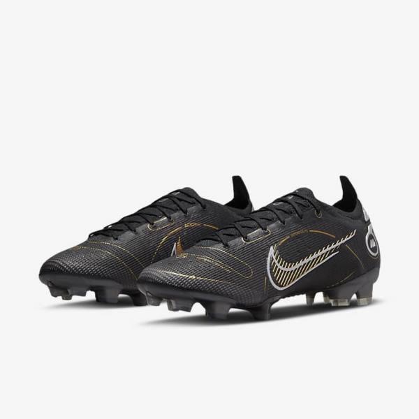 παπουτσια ποδοσφαιρου Nike Mercurial Vapor 14 Elite FG Firm-Grounds ανδρικα μαυρα μεταλλικός ασημι γκρι μεταλλικός χρυσο χρωμα | NK052HBI