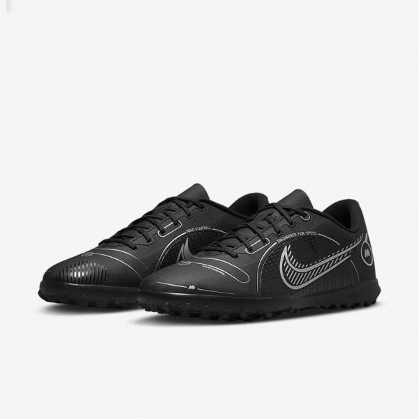 παπουτσια ποδοσφαιρου Nike Mercurial Vapor 14 Club TF Turf ανδρικα μαυρα γκρι μεταλλικός ασημι | NK264ICZ