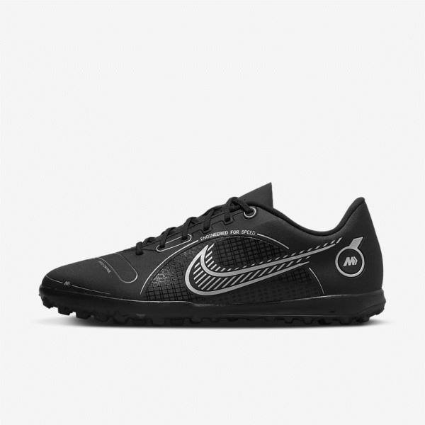 παπουτσια ποδοσφαιρου Nike Mercurial Vapor 14 Club TF Turf ανδρικα μαυρα γκρι μεταλλικός ασημι | NK264ICZ