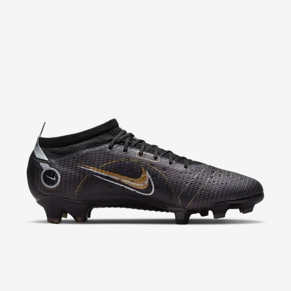 παπουτσια ποδοσφαιρου Nike Mercurial Vapor 14 Pro FG Firm-Ground ανδρικα μαυρα μεταλλικός ασημι γκρι μεταλλικός χρυσο χρωμα | NK537VRN