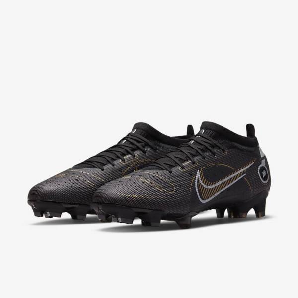 παπουτσια ποδοσφαιρου Nike Mercurial Vapor 14 Pro FG Firm-Ground ανδρικα μαυρα μεταλλικός ασημι γκρι μεταλλικός χρυσο χρωμα | NK537VRN