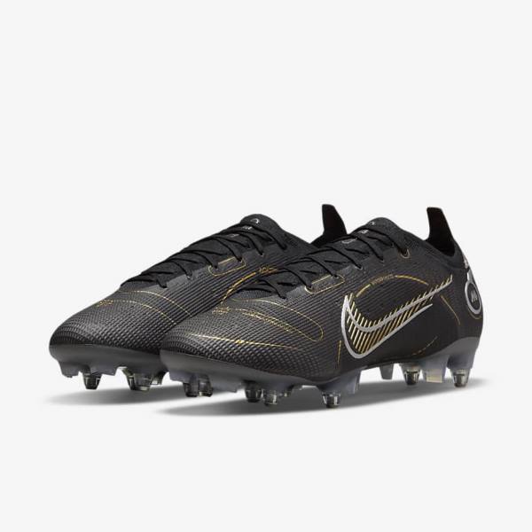 παπουτσια ποδοσφαιρου Nike Mercurial Vapor 14 Elite SG-PRO Anti-Clog Traction Soft-Grounds ανδρικα μαυρα μεταλλικός ασημι γκρι μεταλλικός χρυσο χρωμα | NK589FGE