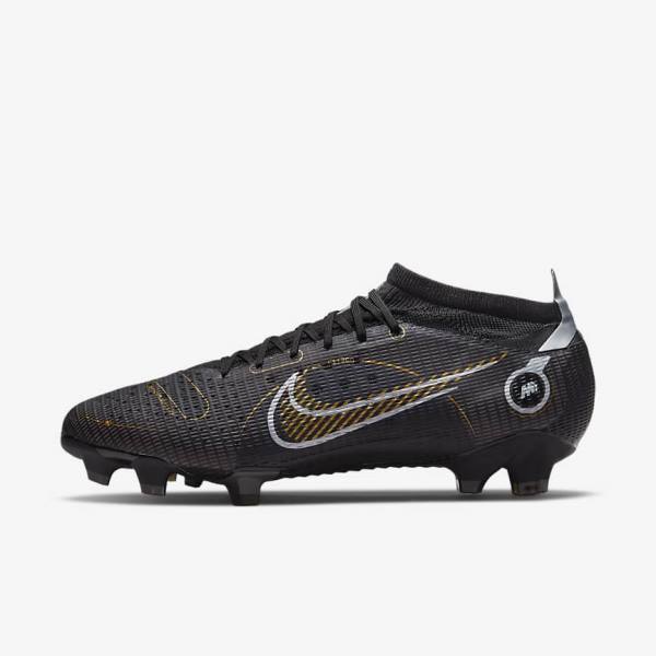 παπουτσια ποδοσφαιρου Nike Mercurial Vapor 14 Pro FG Firm-Ground γυναικεια μαυρα μεταλλικός ασημι γκρι μεταλλικός χρυσο χρωμα | NK857JYI