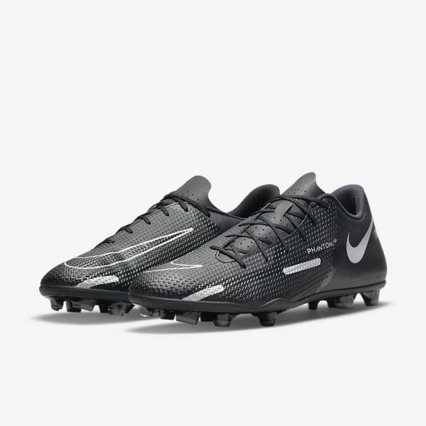 παπουτσια ποδοσφαιρου Nike Phantom GT2 Club MG Multi-Ground ανδρικα μαυρα σκούρο γκρι μεταλλικός ασημι | NK083JOC