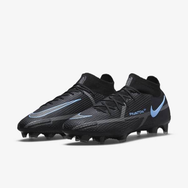 παπουτσια ποδοσφαιρου Nike Phantom GT2 Dynamic Fit Elite FG Firm-Ground ανδρικα μαυρα γκρι | NK056ZNU