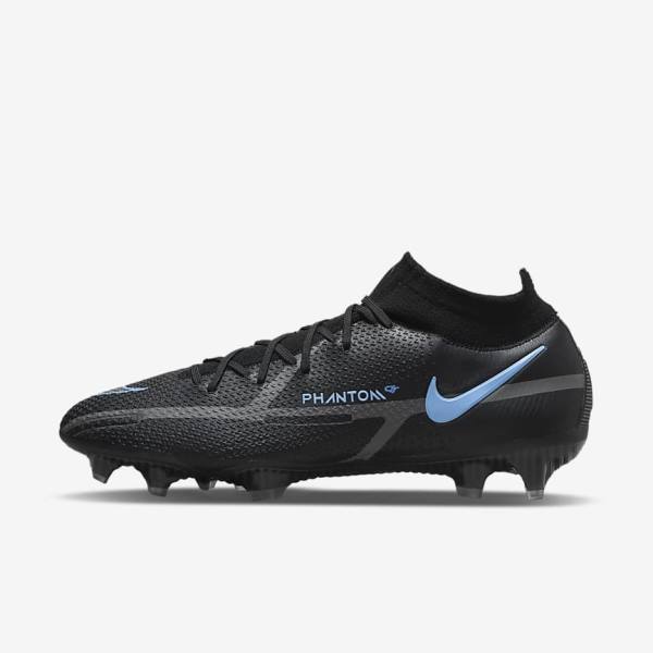 παπουτσια ποδοσφαιρου Nike Phantom GT2 Dynamic Fit Elite FG Firm-Ground ανδρικα μαυρα γκρι | NK056ZNU