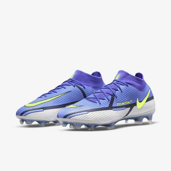 παπουτσια ποδοσφαιρου Nike Phantom GT2 Dynamic Fit Elite FG Firm-Ground γυναικεια μπλε γκρι | NK124ESV