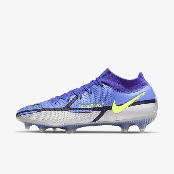 παπουτσια ποδοσφαιρου Nike Phantom GT2 Dynamic Fit Elite FG Firm-Ground ανδρικα μπλε γκρι | NK409ECG