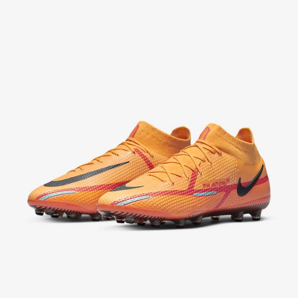 παπουτσια ποδοσφαιρου Nike Phantom GT2 Dynamic Fit Elite AG-Pro Artificial-Grass γυναικεια πορτοκαλι ανοιχτο κοκκινα μαυρα | NK512ANG