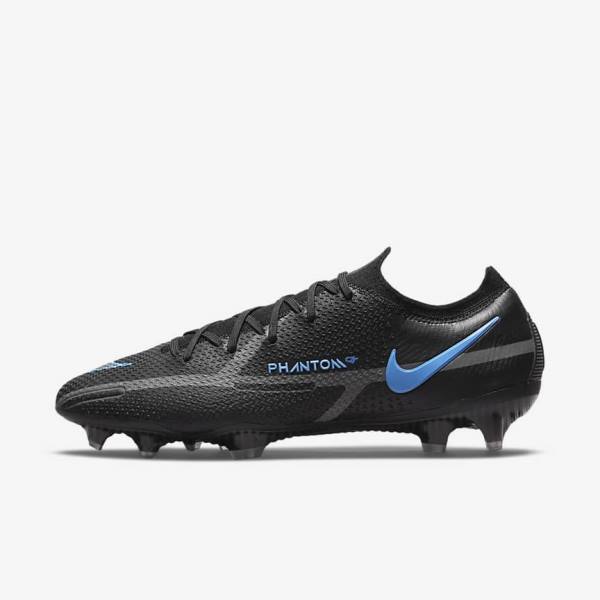 παπουτσια ποδοσφαιρου Nike Phantom GT2 Elite FG Firm-Ground ανδρικα μαυρα γκρι | NK390XJF