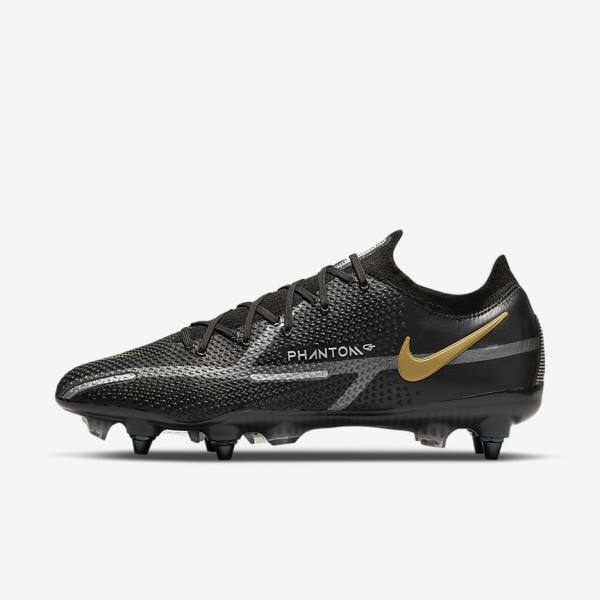 παπουτσια ποδοσφαιρου Nike Phantom GT2 Elite SG-Pro AC Soft-Ground γυναικεια μαυρα μεταλλικός χρυσο χρωμα μεταλλικός ασημι μεταλλικός σκούρο | NK470IKQ