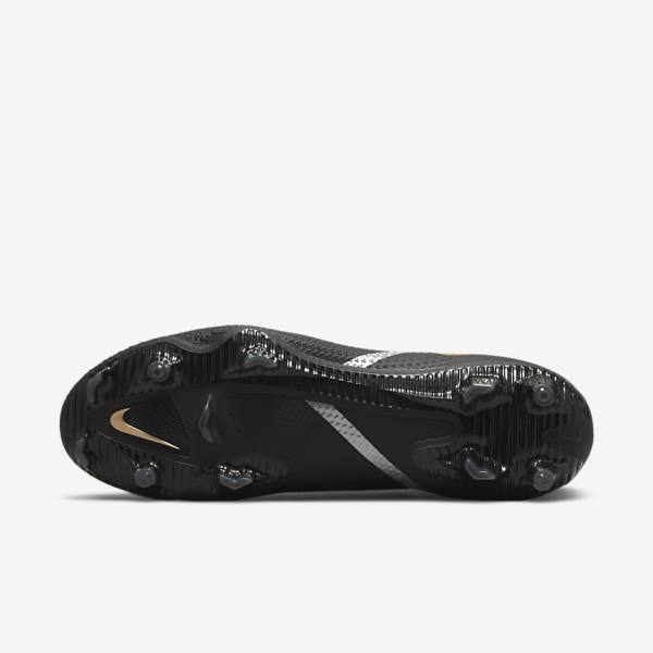 παπουτσια ποδοσφαιρου Nike Phantom GT2 Pro Dynamic Fit FG Firm-Ground γυναικεια μαυρα μεταλλικός χρυσο χρωμα μεταλλικός ασημι μεταλλικός σκούρο | NK031VOS