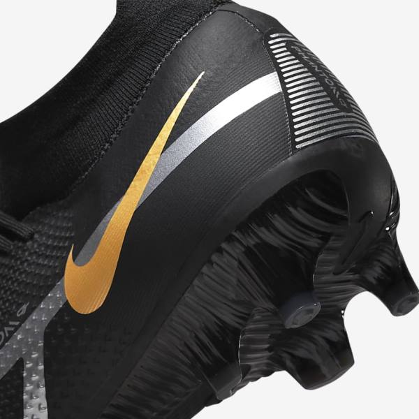 παπουτσια ποδοσφαιρου Nike Phantom GT2 Pro Dynamic Fit FG Firm-Ground γυναικεια μαυρα μεταλλικός χρυσο χρωμα μεταλλικός ασημι μεταλλικός σκούρο | NK031VOS