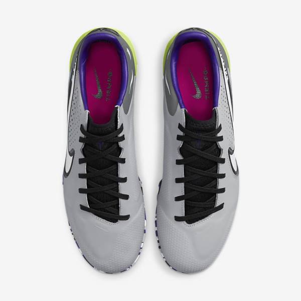 παπουτσια ποδοσφαιρου Nike React Tiempo Legend 9 Pro TF Turf ανδρικα ανοιχτο γκρι ασπρα | NK017ALE