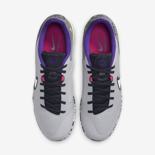 παπουτσια ποδοσφαιρου Nike React Tiempo Legend 9 Pro IC Indoor-Court γυναικεια ανοιχτο γκρι ασπρα | NK153HFE