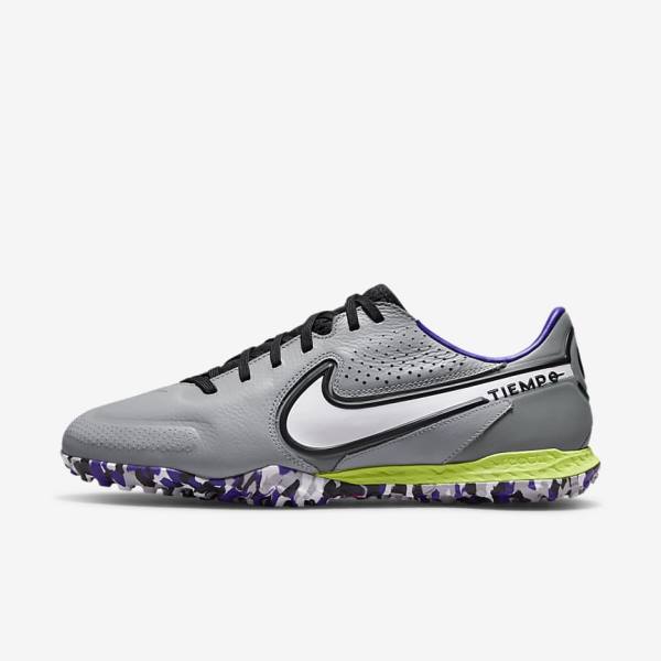 παπουτσια ποδοσφαιρου Nike React Tiempo Legend 9 Pro TF Turf γυναικεια ανοιχτο γκρι ασπρα | NK291ZPK