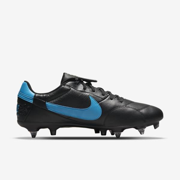 παπουτσια ποδοσφαιρου Nike The Premier 3 SG-PRO Anti-Clog Traction Soft-Ground ανδρικα μαυρα μπλε | NK702PYI