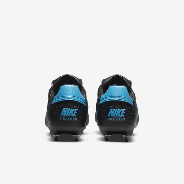 παπουτσια ποδοσφαιρου Nike The Premier 3 SG-PRO Anti-Clog Traction Soft-Ground ανδρικα μαυρα μπλε | NK702PYI