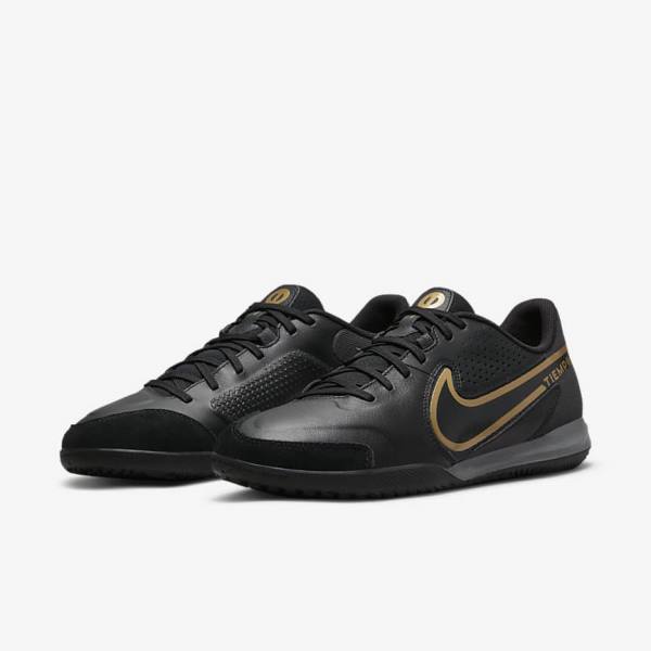 παπουτσια ποδοσφαιρου Nike Tiempo Legend 9 Academy IC Indoor-Court γυναικεια μαυρα σκούρο γκρι μεταλλικός χρυσο χρωμα μαυρα | NK042RXB