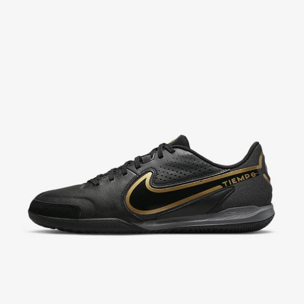 παπουτσια ποδοσφαιρου Nike Tiempo Legend 9 Academy IC Indoor-Court γυναικεια μαυρα σκούρο γκρι μεταλλικός χρυσο χρωμα μαυρα | NK042RXB