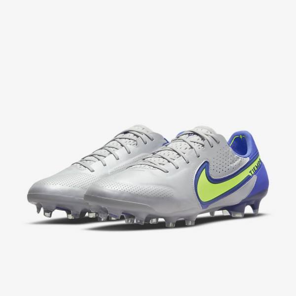 παπουτσια ποδοσφαιρου Nike Tiempo Legend 9 Elite FG Firm-Ground γυναικεια γκρι μπλε | NK103TLF