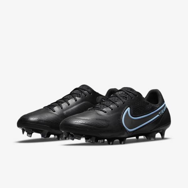 παπουτσια ποδοσφαιρου Nike Tiempo Legend 9 Elite FG Firm-Ground ανδρικα μαυρα γκρι | NK179WCN