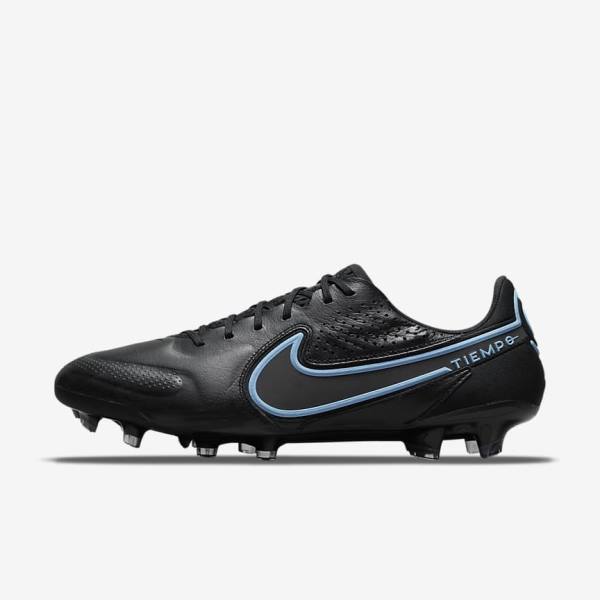 παπουτσια ποδοσφαιρου Nike Tiempo Legend 9 Elite FG Firm-Ground ανδρικα μαυρα γκρι | NK179WCN