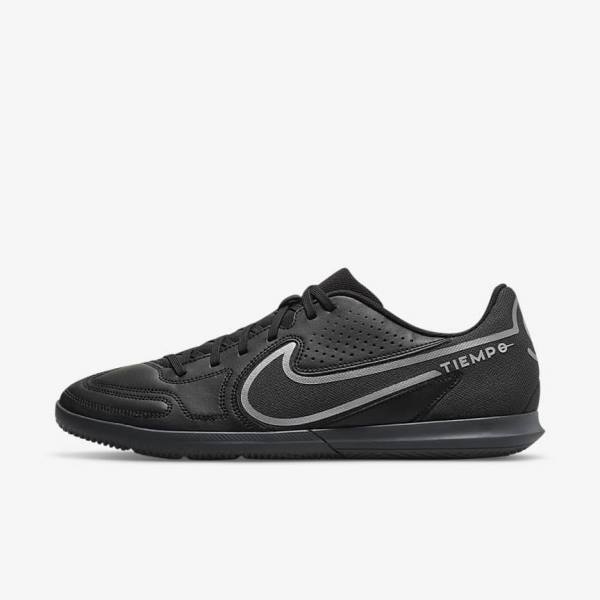 παπουτσια ποδοσφαιρου Nike Tiempo Legend 9 Club IC Indoor-Court γυναικεια μαυρα σκούρο γκρι | NK504EVZ