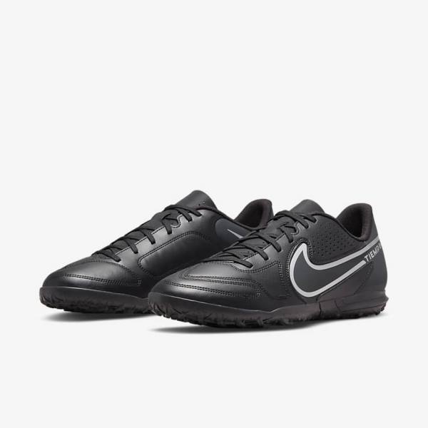 παπουτσια ποδοσφαιρου Nike Tiempo Legend 9 Club TF Turf ανδρικα μαυρα σκούρο γκρι | NK724FMS