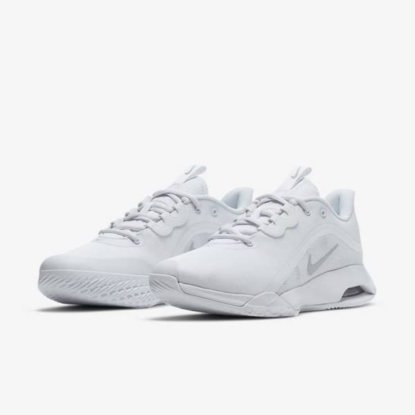 παπουτσια τενις Nike NikeCourt Air Max Volley Hard-Court γυναικεια ασπρα μεταλλικός ασημι | NK284HQA