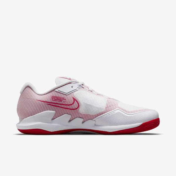 παπουτσια τενις Nike NikeCourt Air Zoom Vapor Pro Clay Court ανδρικα ασπρα κοκκινα | NK207JXL