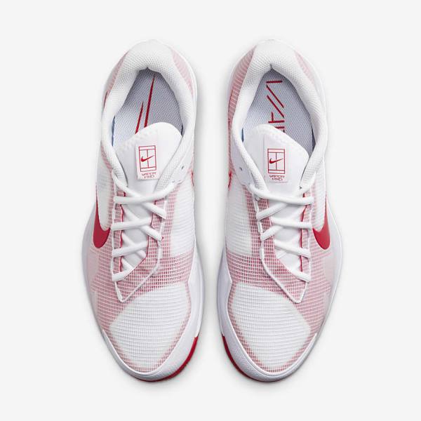 παπουτσια τενις Nike NikeCourt Air Zoom Vapor Pro Clay Court ανδρικα ασπρα κοκκινα | NK207JXL