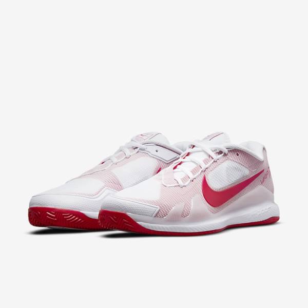 παπουτσια τενις Nike NikeCourt Air Zoom Vapor Pro Clay Court ανδρικα ασπρα κοκκινα | NK207JXL