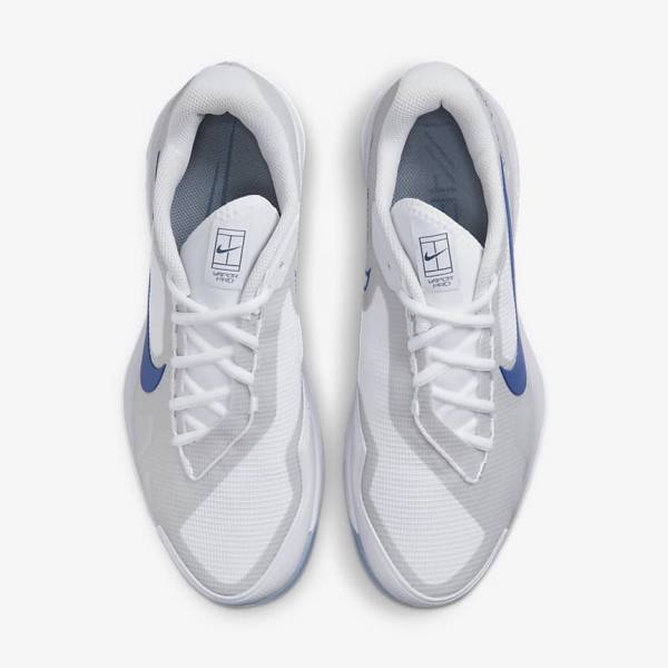 παπουτσια τενις Nike NikeCourt Air Zoom Vapor Pro Hard-Court ανδρικα ασπρα γκρι σκουρο μπλε | NK312ZQN