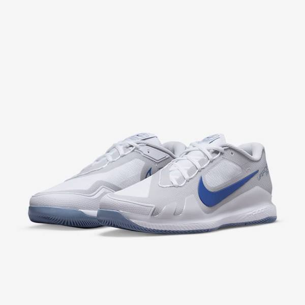 παπουτσια τενις Nike NikeCourt Air Zoom Vapor Pro Hard-Court ανδρικα ασπρα γκρι σκουρο μπλε | NK312ZQN