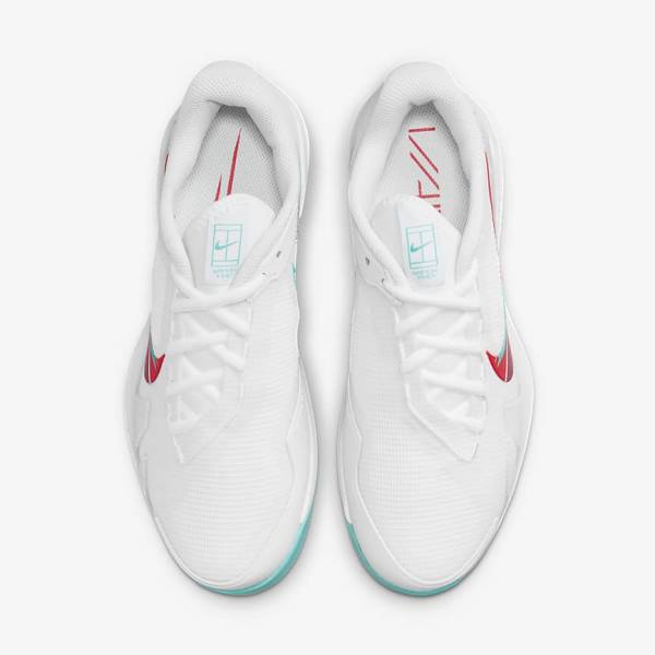 παπουτσια τενις Nike NikeCourt Air Zoom Vapor Pro Hard-Court γυναικεια ασπρα κοκκινα μπορντο τυρκουάζ | NK510TFA