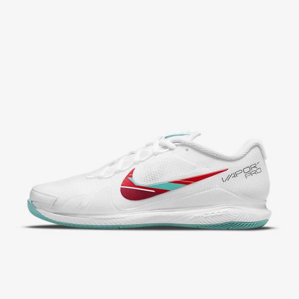 παπουτσια τενις Nike NikeCourt Air Zoom Vapor Pro Hard-Court γυναικεια ασπρα κοκκινα μπορντο τυρκουάζ | NK510TFA